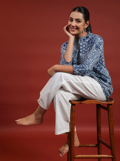 Women's Designer Blue Short Kurti