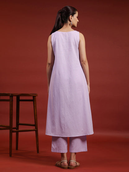 Women's Cotton Sleeveless Kurta with Trousers