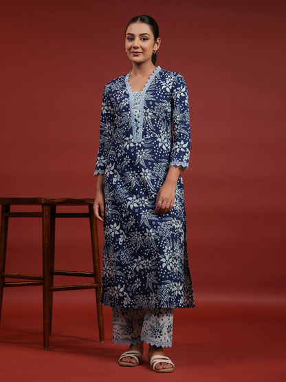 Women's Printed Cotton Kurta With Trousers