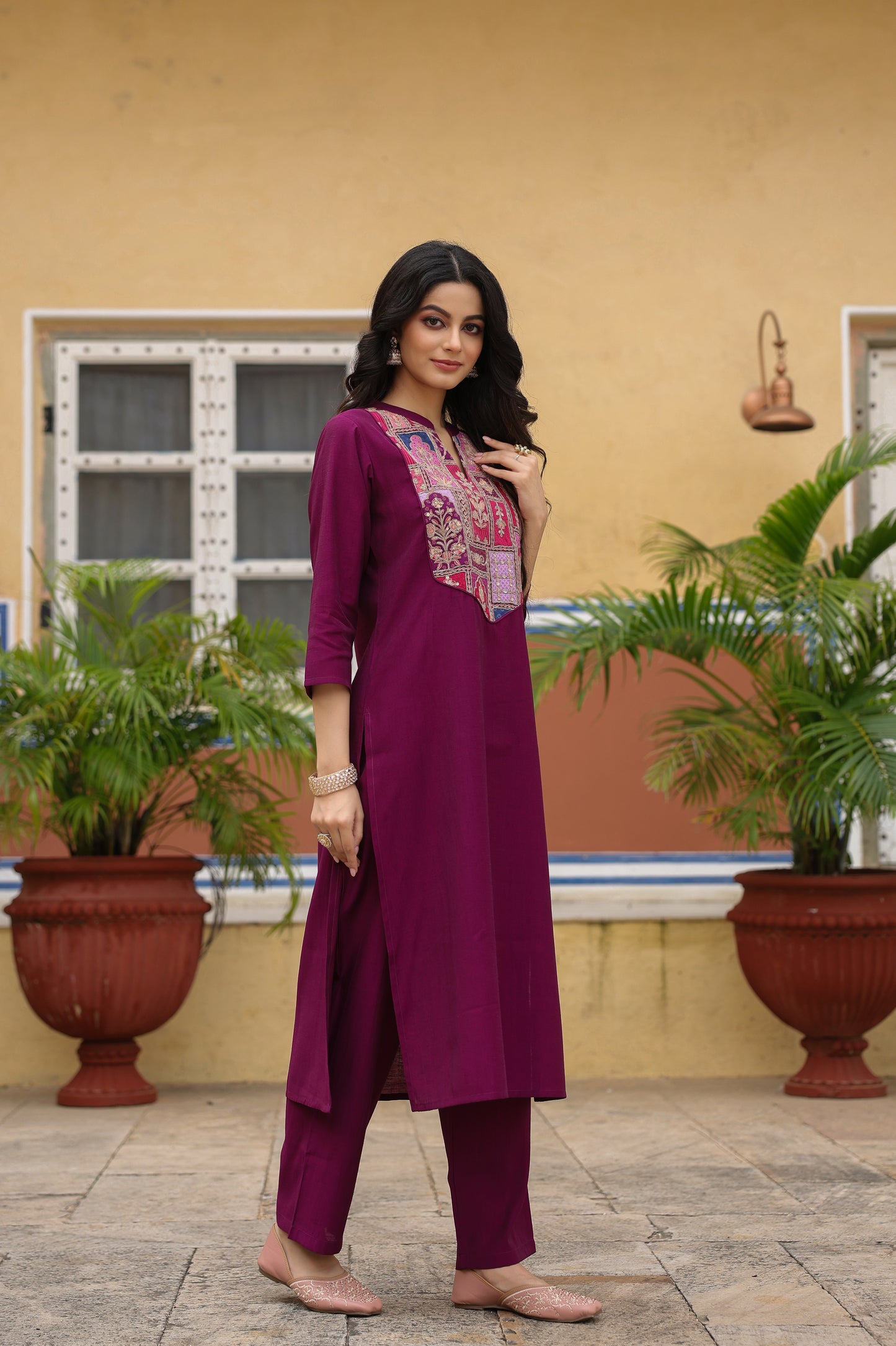 Women's Embroidered Patchwork Kurta Set