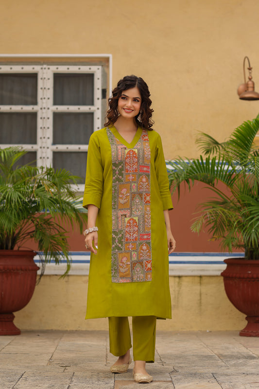 Women's Embroidered Patchwork Kurta Set