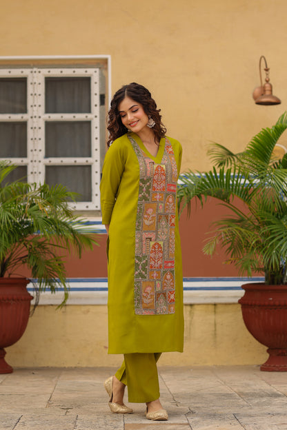 Women's Embroidered Patchwork Kurta Set