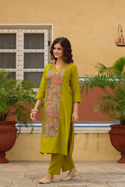 Women's Embroidered Patchwork Kurta Set