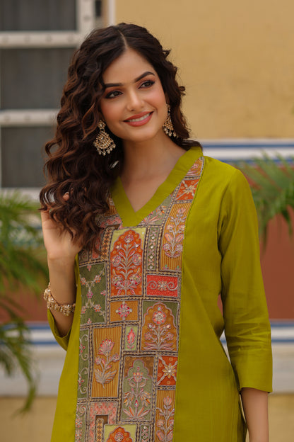 Women's Embroidered Patchwork Kurta Set