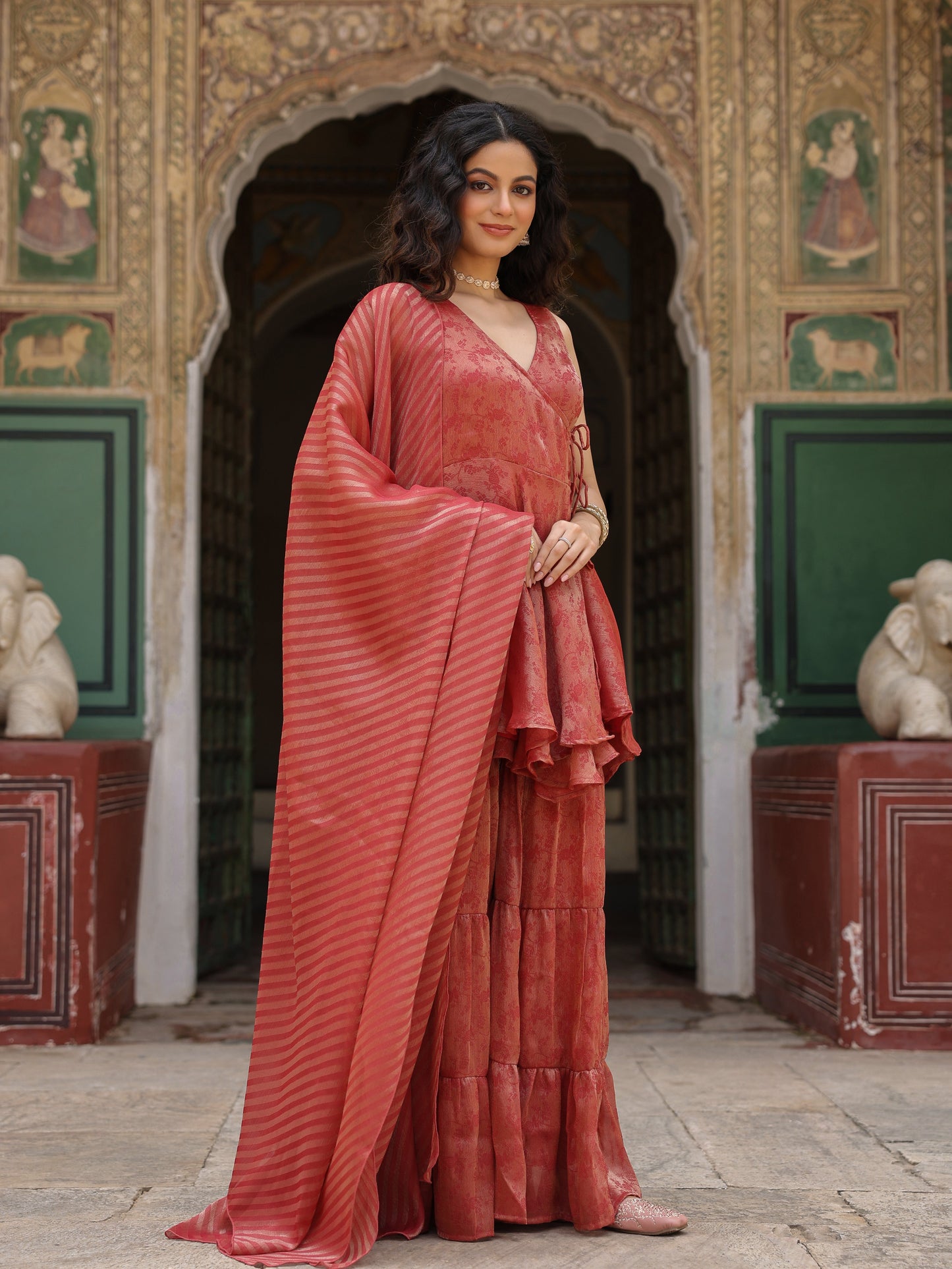 Women's Peplum Sharara Set