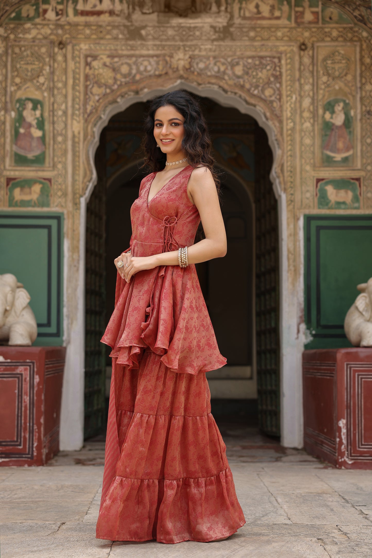 Women's Peplum Sharara Set