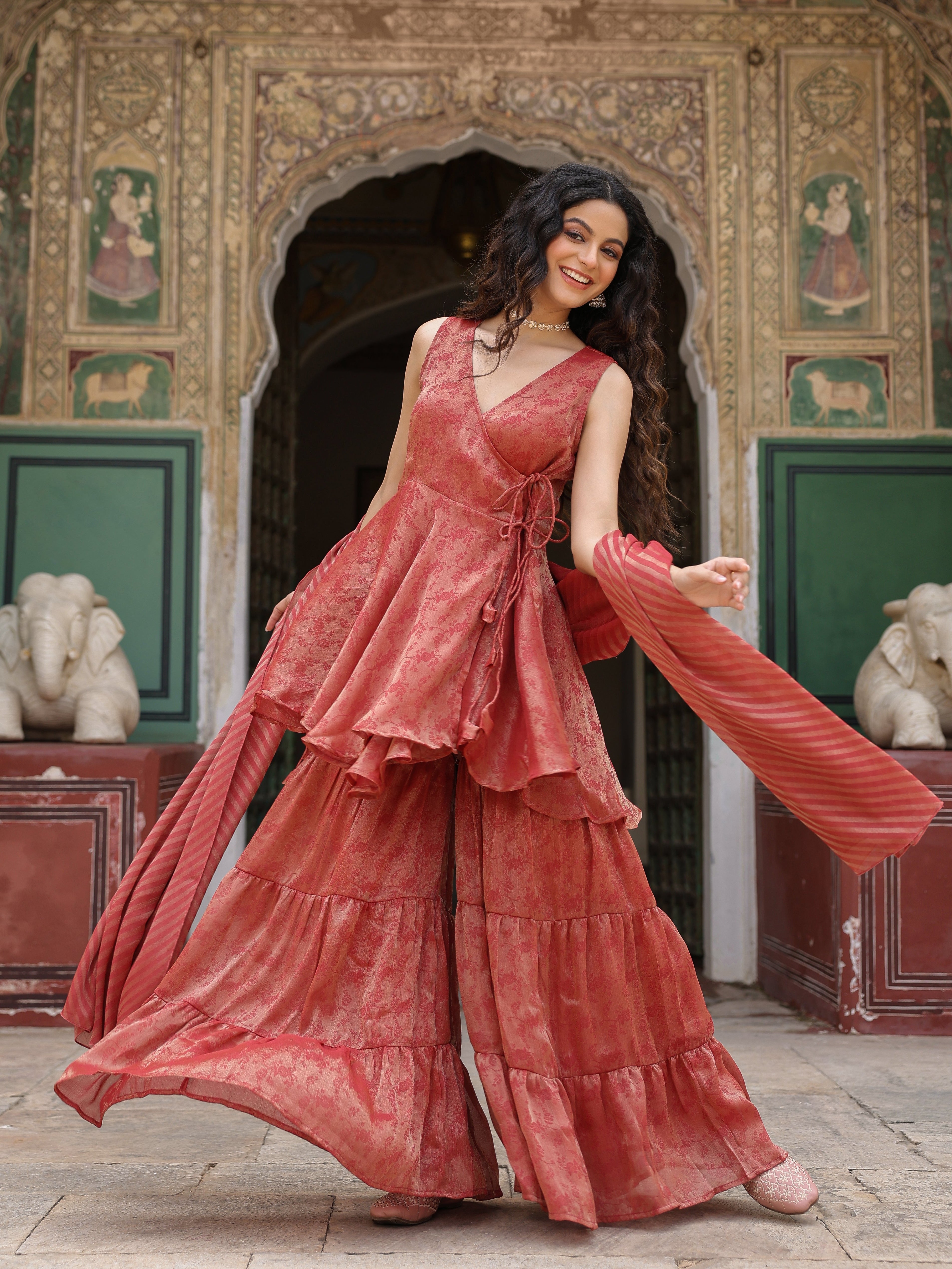 Women's Peplum Sharara Set