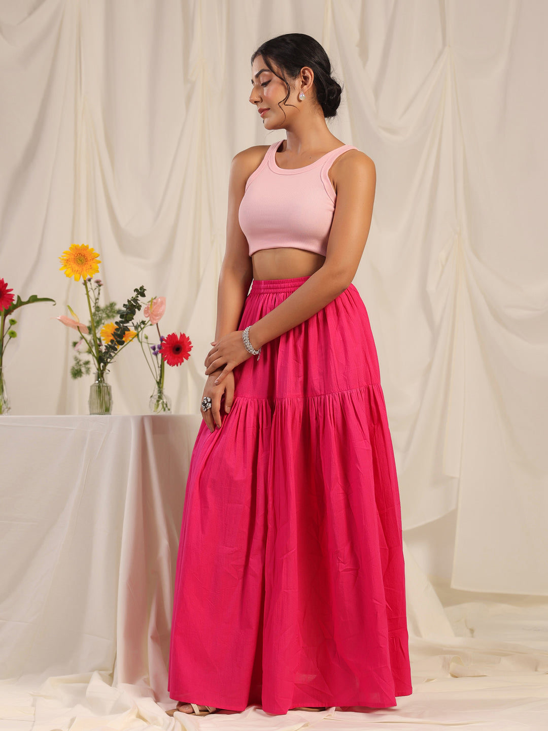 Women's Pink flared Maxi Skirt XS - Main Image