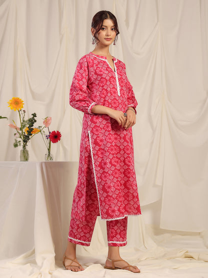 Women's Floral Straight Lace Kurta Set