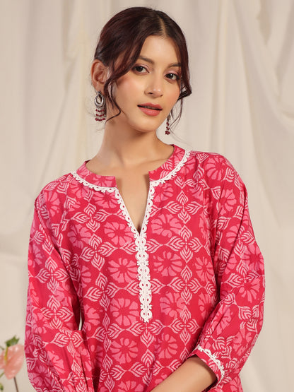 Women's Floral Straight Lace Kurta Set