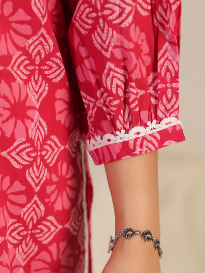 Women's Floral Straight Lace Kurta Set