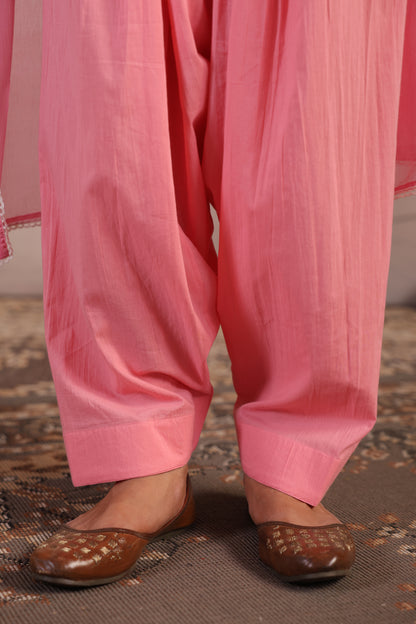 Women's Printed Cotton Kurta and Salwar With Dupatta