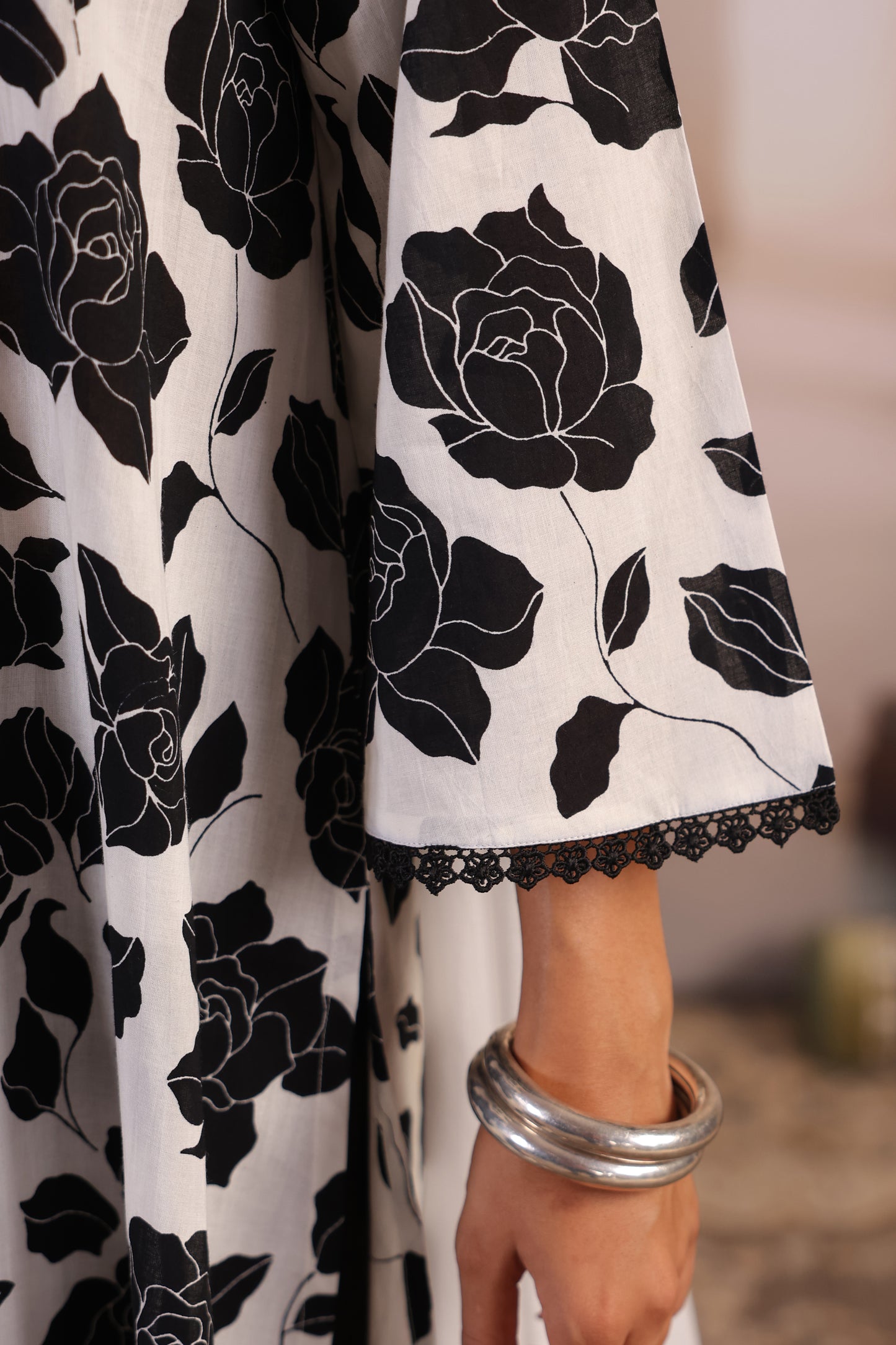 Women's Black and White Kurta With Salwar and Dupatta