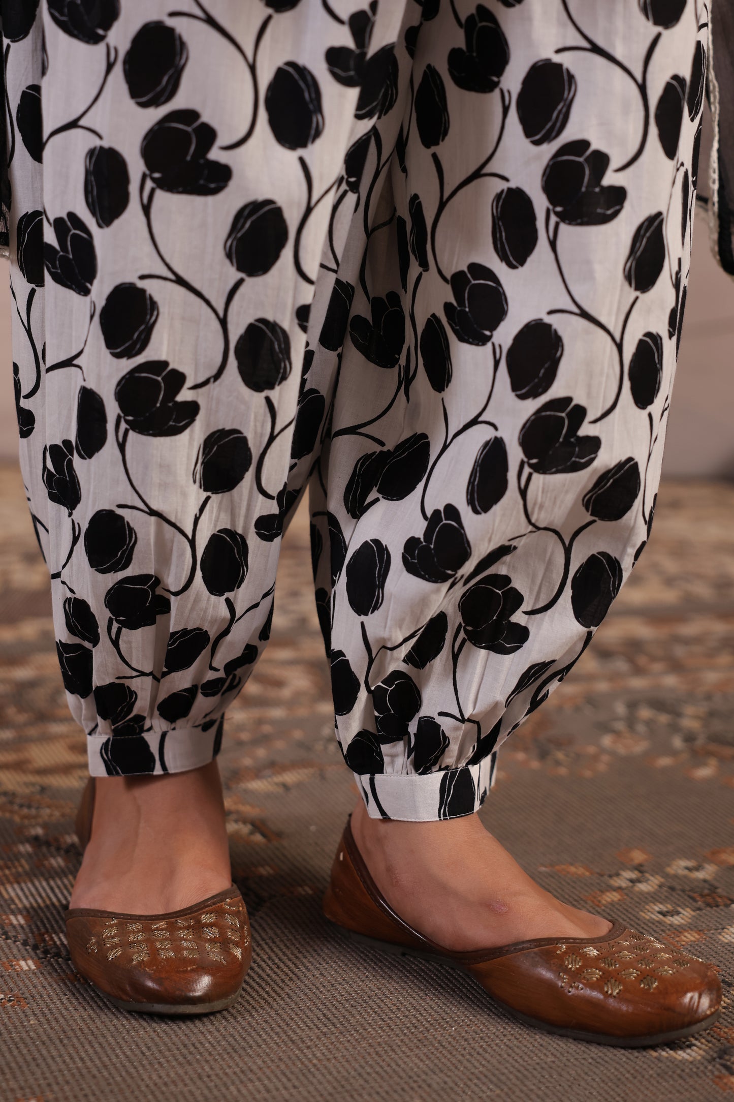 Women’s Black and White Dhoti Set with Dupatta