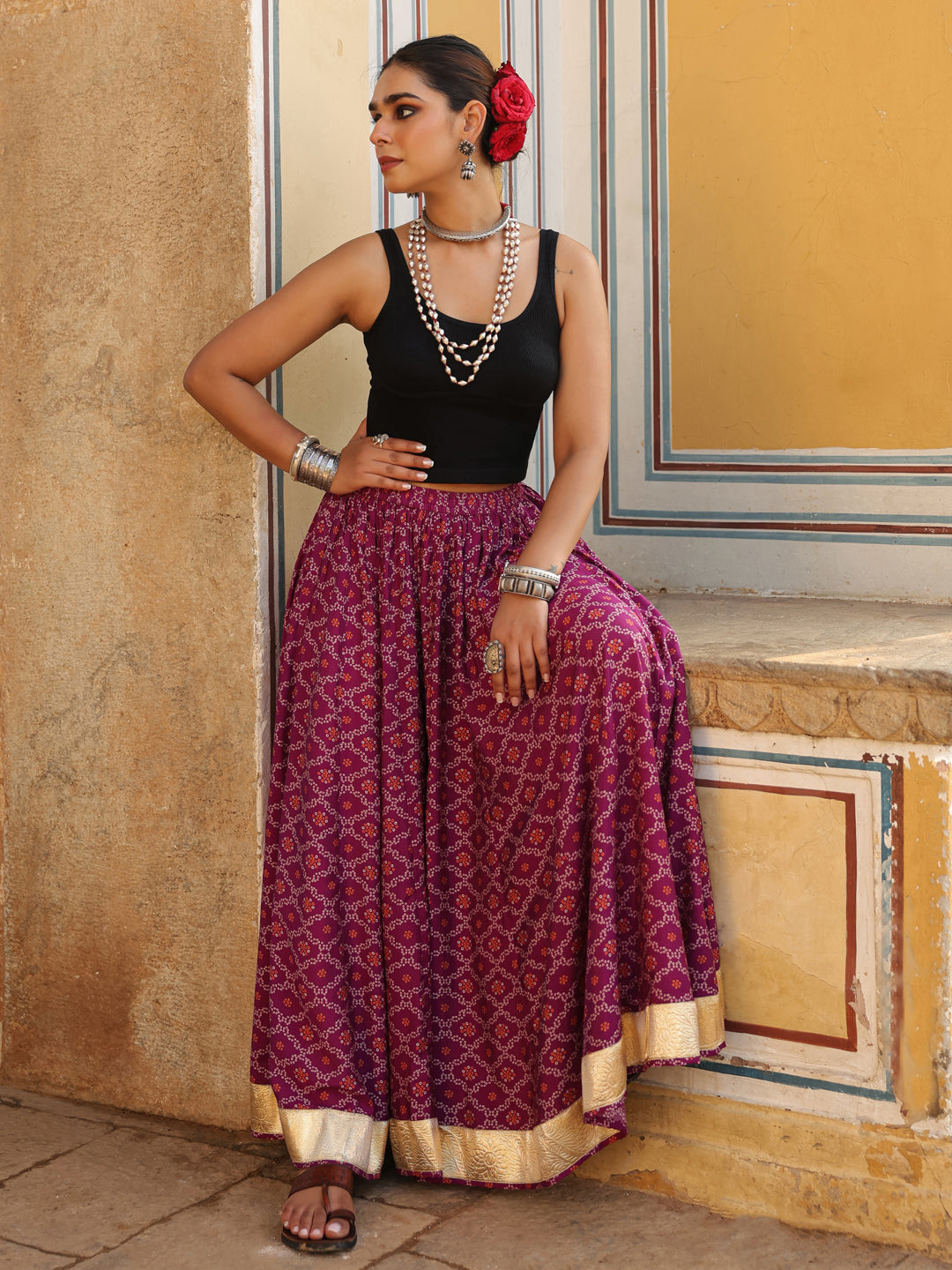 Women's Bandhani Printed Flared Skirt