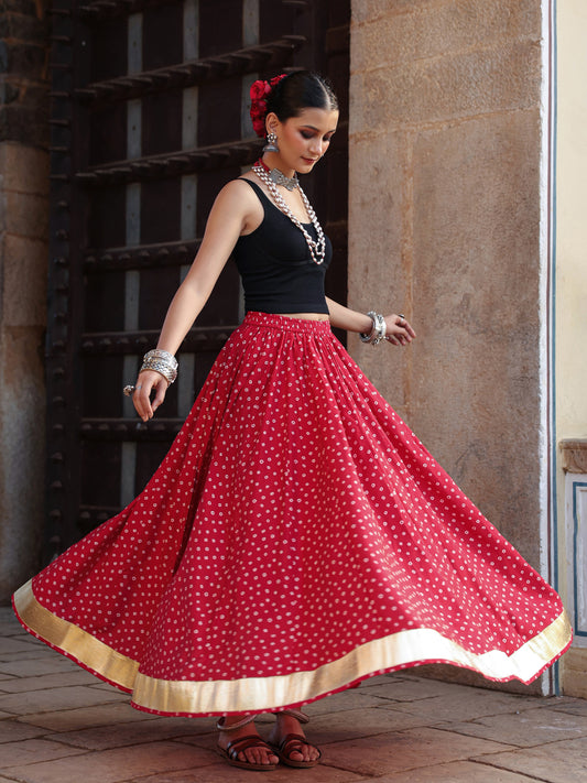Women's Bandhani Printed Flared Skirt