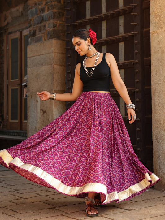 Women's Bandhani Printed Flared Skirt